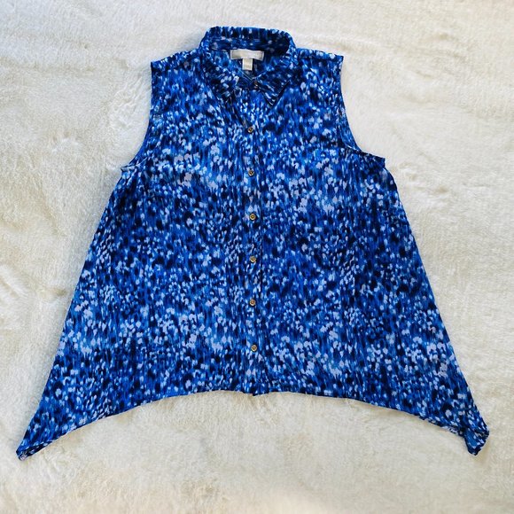 NEW MICHAEL Michael Kors Ikat Sleeveless Blouse, Size M, MSRP $78 - Picture 2 of 13